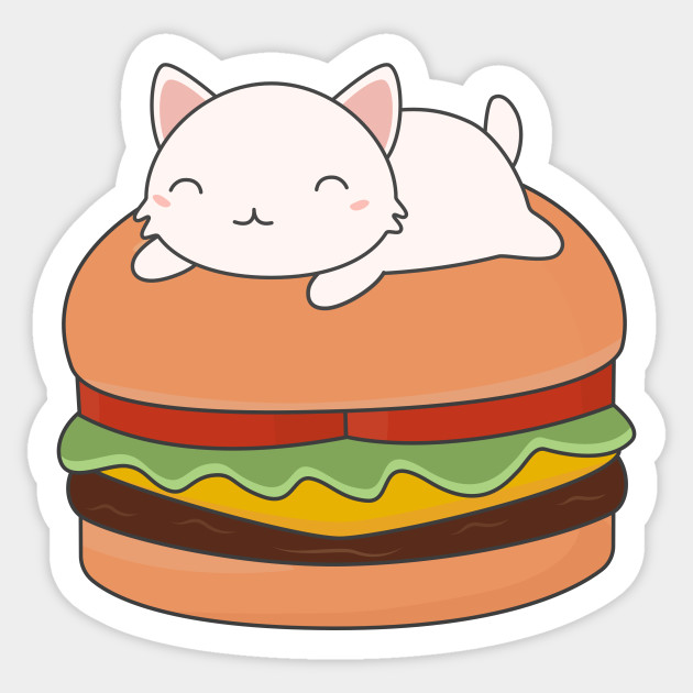 Kawaii Cute Cat On Burger T-Shirt